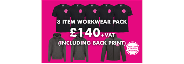 8 Item Workwear bundle with T-shirt (including back print)