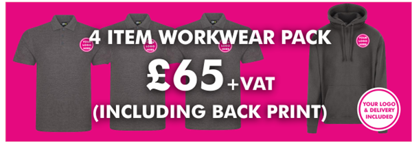 4 Item Workwear bundle with polo shirt (Including back print)