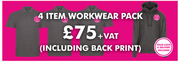4 Item Workwear bundle with polo shirt (Including back print)