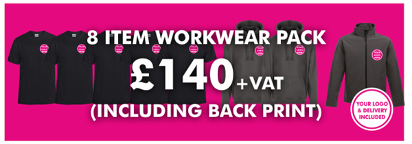 8 Item Workwear bundle with T-shirt (including back print)