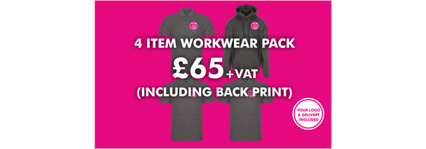 4 Item Workwear bundle with polo shirt (Including back print)