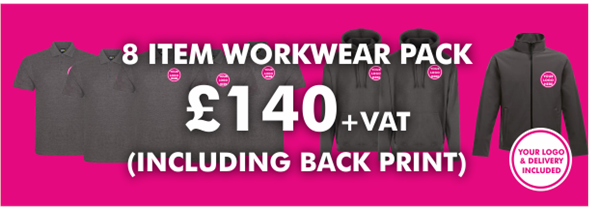 8 Item Workwear bundle with polo shirt (including back print)