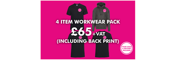 4 Item Workwear bundle with T-shirt (Including back print)