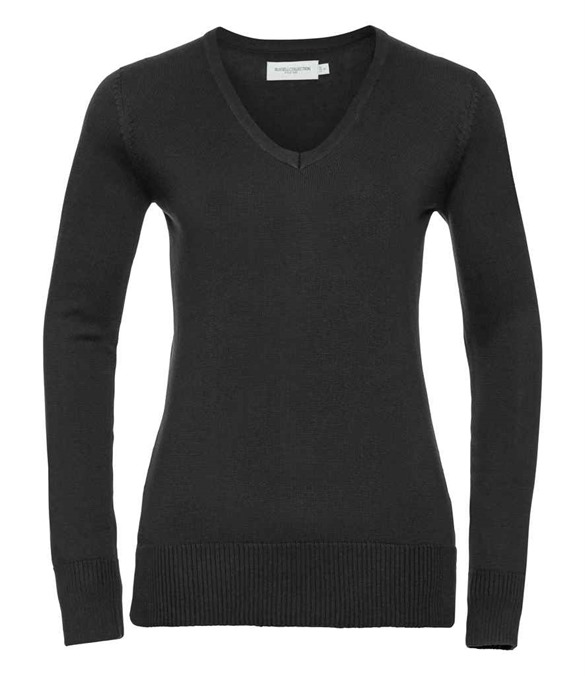 Russell Athletic Collection Ladies Cotton Acrylic V Neck Sweater