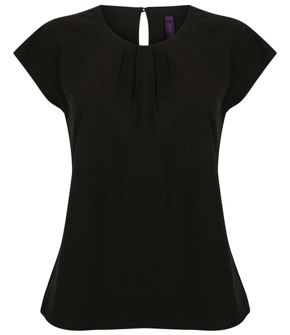 Henbury Ladies Pleat Front Short Sleeve Blouse