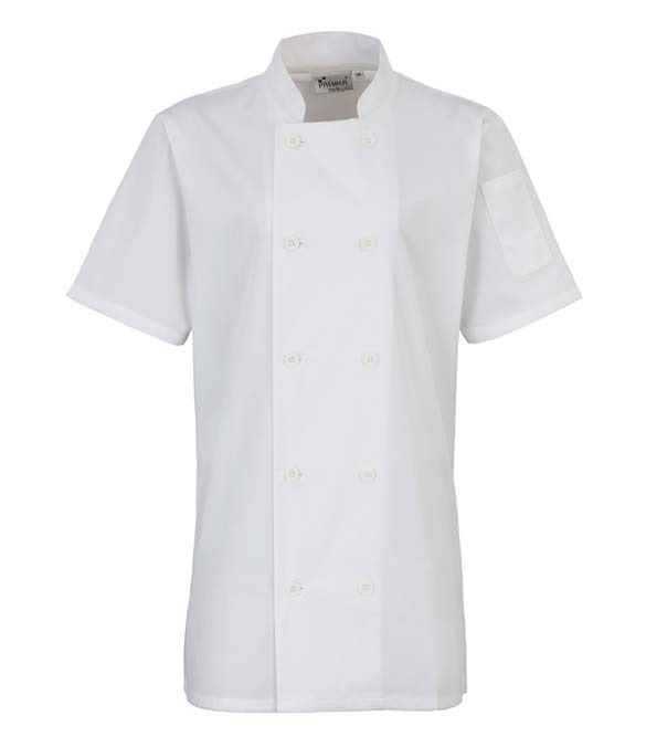 Premier Ladies Short Sleeve Chef&#39;s Jacket