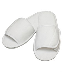 Open-toe slippers with hook and loop strap