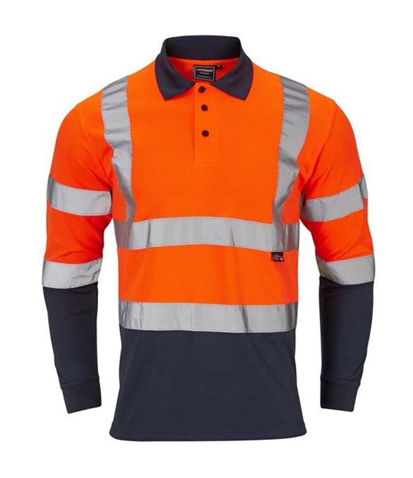 Supertouch Hi-Vis 2 Tone Orange Long Sleeve Polo Shirt