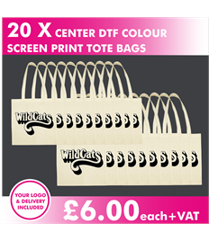 20 x DTF Screen printed long handle tote bags