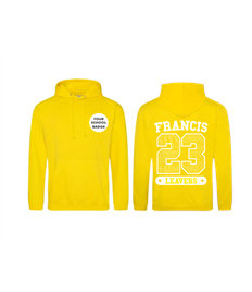Leavers hoodies 2023 with printed names, school badge and nickname
