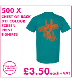 500 DTF Screen Printed T-shirts with chest print 