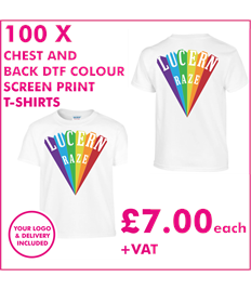 100 DTF Screen Printed T-shirts with chest and back print
