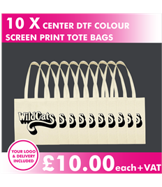 10 X DTF Screen Printed long handle tote bags 