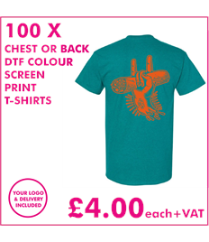 100 DTF Sreen printed T-shirts with chest print