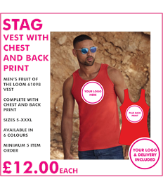 Stag vest with chest and back print 