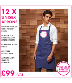 12 x Premier unisex apron with pocket.