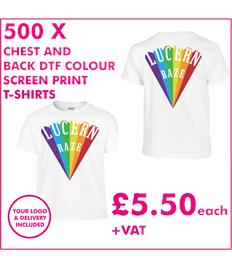 500 DTF Screen Printed T-shirts with chest and back print