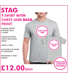 Stag T-shirt chest and back print 