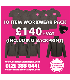 10 item Workwear Pack including back print 