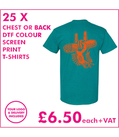 25 DTF Screen Printed T-shirts with chest print