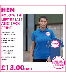 Hen polo with left breast and back print