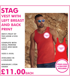Stag vest with left breast and back print 